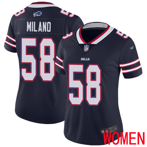 Women Buffalo Bills 58 Matt Milano Limited Navy Blue Inverted Legend NFL Jersey